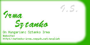 irma sztanko business card